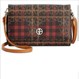 Giani Bernini Plaid Red and Brown Block Crossbody Bag